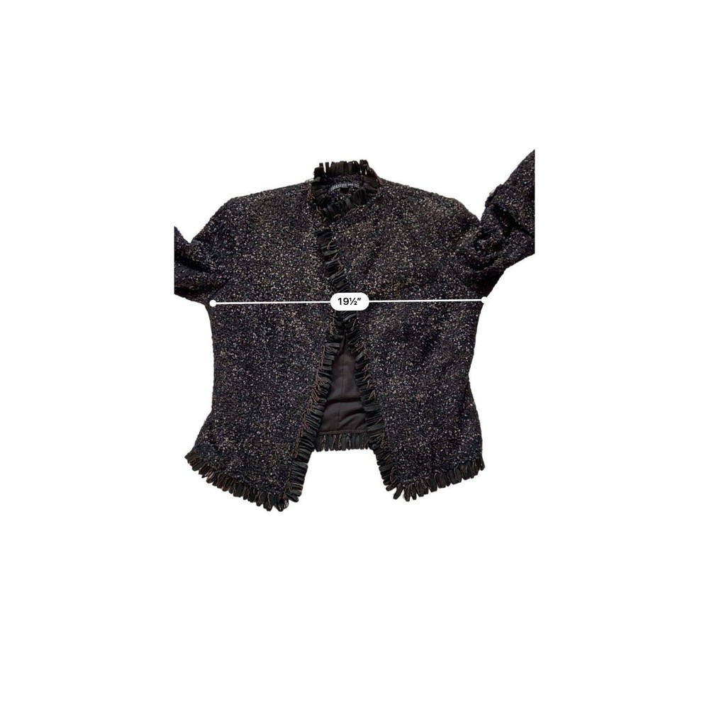 Lafayette 148 Womens Wool Blend Tweed Boucle Open Front Blazer Size 2 Black Crop - Picture 10 of 12
